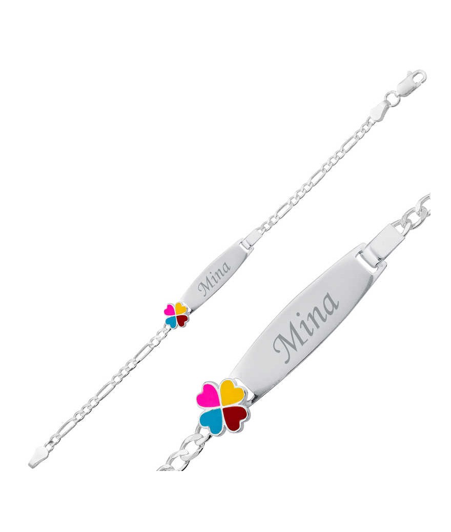 ​Gümüş Renkli Yonca Plaka Çocuk Bileklik