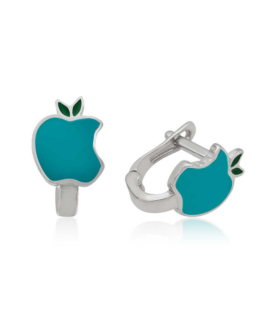 ​Gümüş Turkuaz Elma Çocuk Küpesi