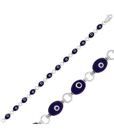 Gümüş Oval Nazar Bayan Bileklik