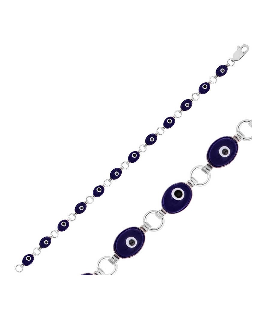 Gümüş Oval Nazar Bayan Bileklik