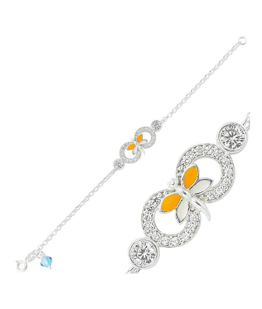 Gümüş Sarı Kelebek Sonsuzluk Çocuk Bileklik