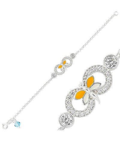 Gümüş Sarı Kelebek Sonsuzluk Çocuk Bileklik