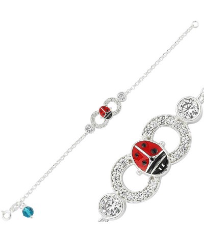 ​Gümüş Uğur Böceği Sonsuzluk Çocuk Bileklik