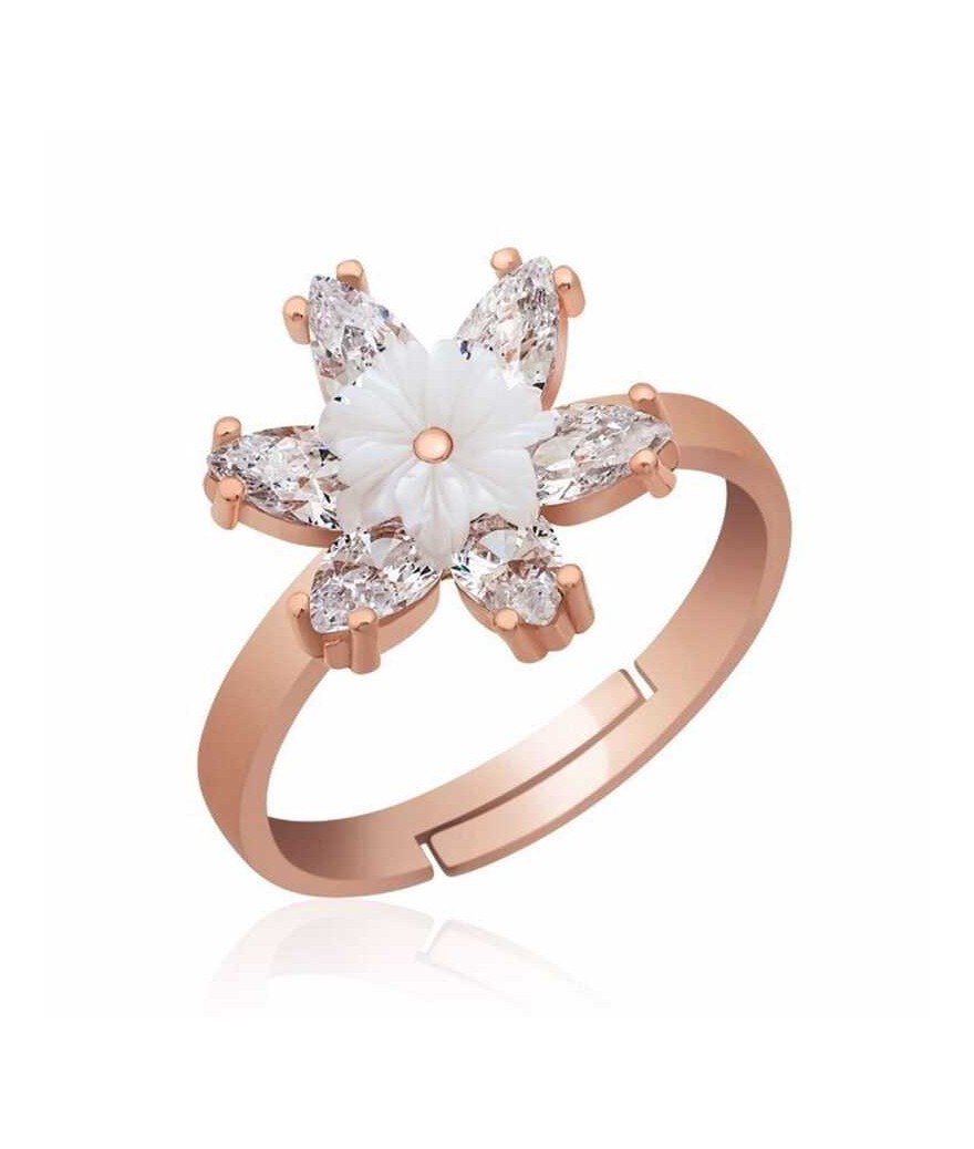 Gümüş Beyaz Lotus Çiçeği Yüzük