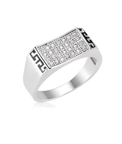 ​Gümüş Grek Desenli Erkek Yüzük