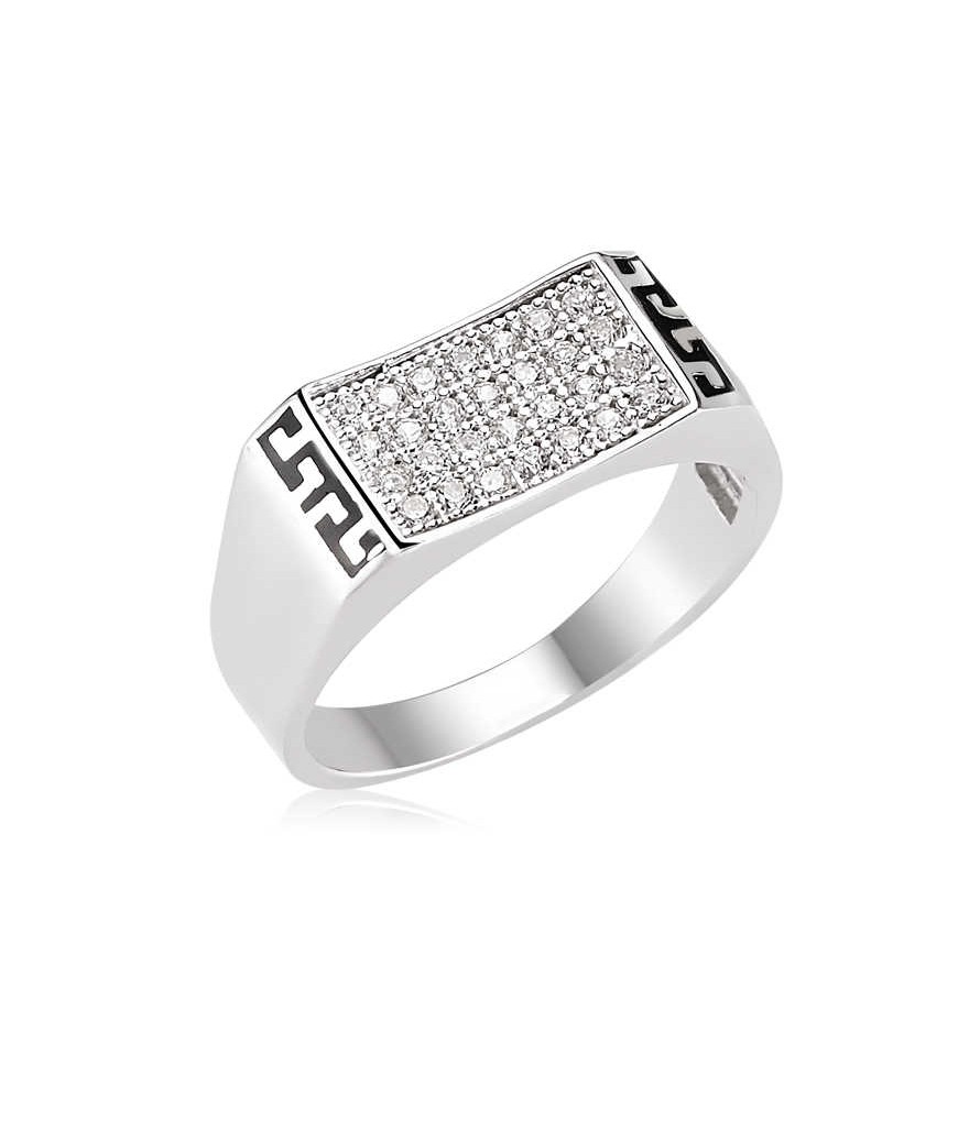 ​Gümüş Grek Desenli Erkek Yüzük