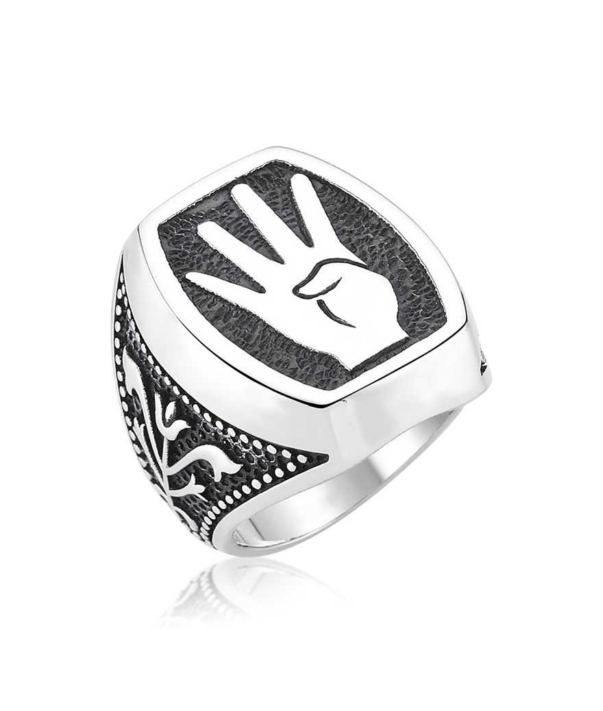 ​Gümüş Rabia İşareti Erkek Yüzük
