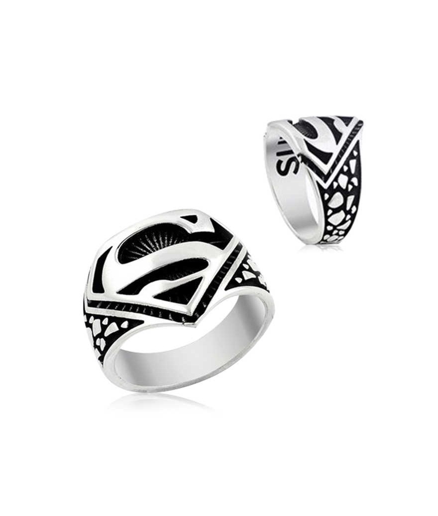 Gümüş Süpermen Sembolü Yüzük