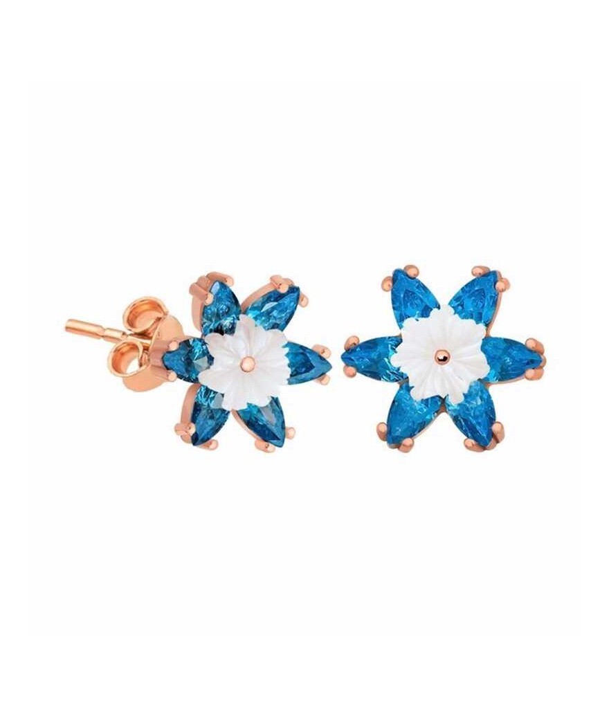 Gümüş Mavi Lotus Çiçeği Küpe