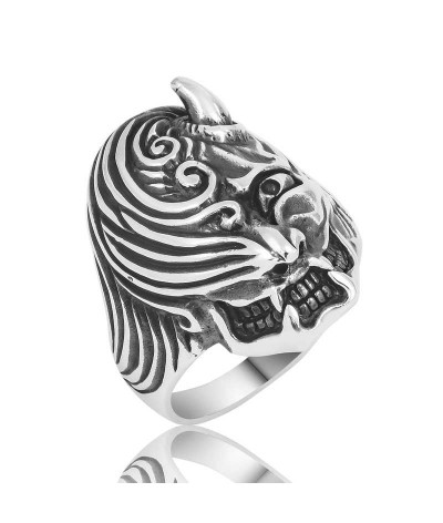 ​Gümüş Boynuzlu Kafa Erkek Yüzük