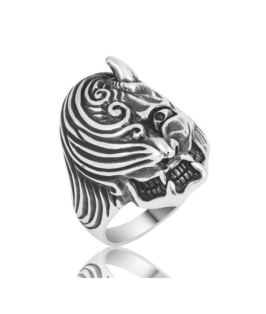 ​Gümüş Boynuzlu Kafa Erkek Yüzük