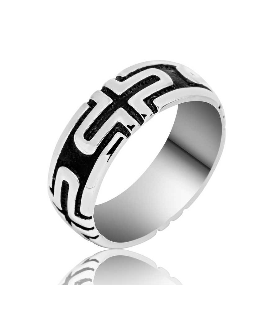 ​Gümüş Artı Desenli Erkek Yüzük