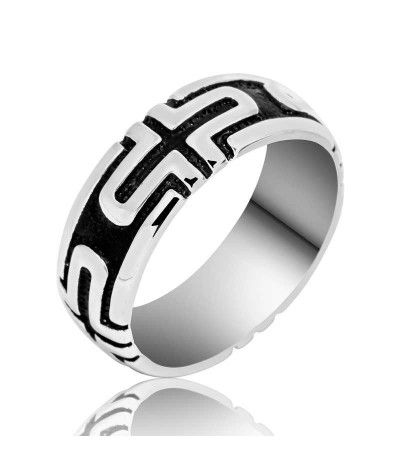 ​Gümüş Artı Desenli Erkek Yüzük