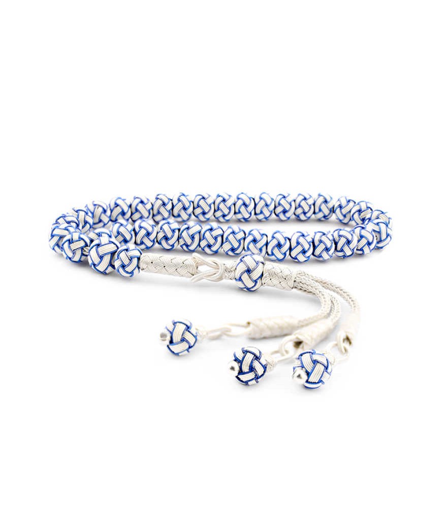 Gümüş Mavi Beyaz Kazaziye Tesbih