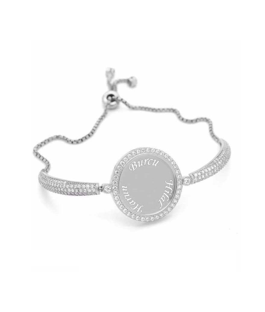 Gümüş İsimli Kişiye Özel Taşlı Bayan Bileklik