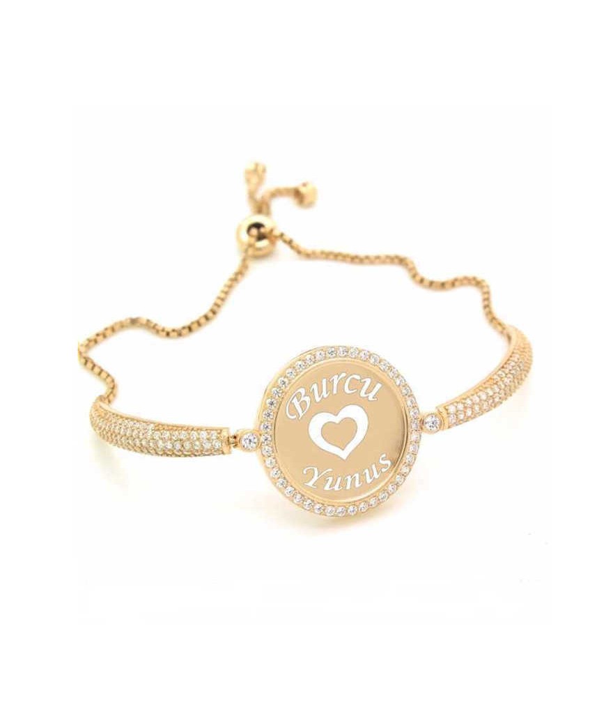 Gümüş İsimli Kişiye Özel Taşlı Bayan Bileklik