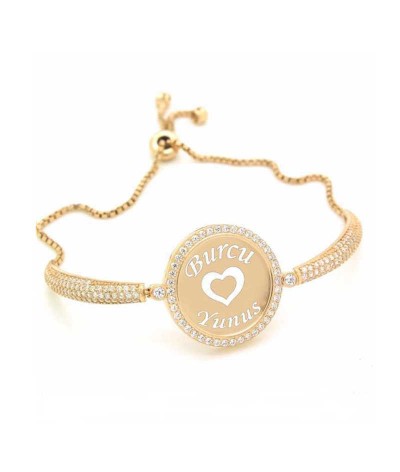 Gümüş İsimli Kişiye Özel Taşlı Bayan Bileklik