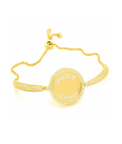 Gümüş İsimli Kişiye Özel Taşlı Bayan Bileklik