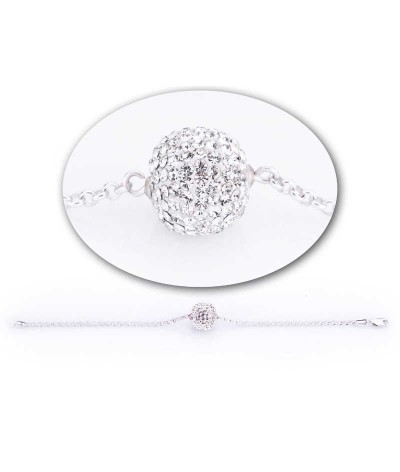 Gümüş Kristal Taşlı Top Bayan Bileklik