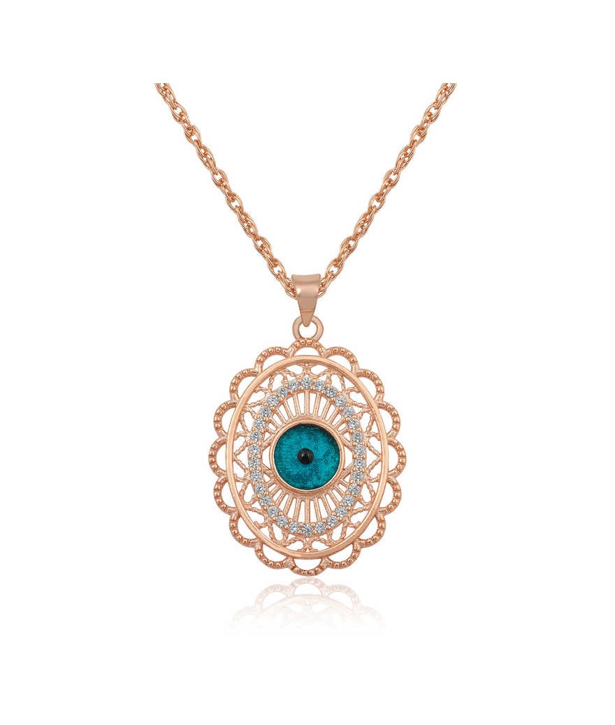 ​Gümüş Oval Nazar Bayan Kolye