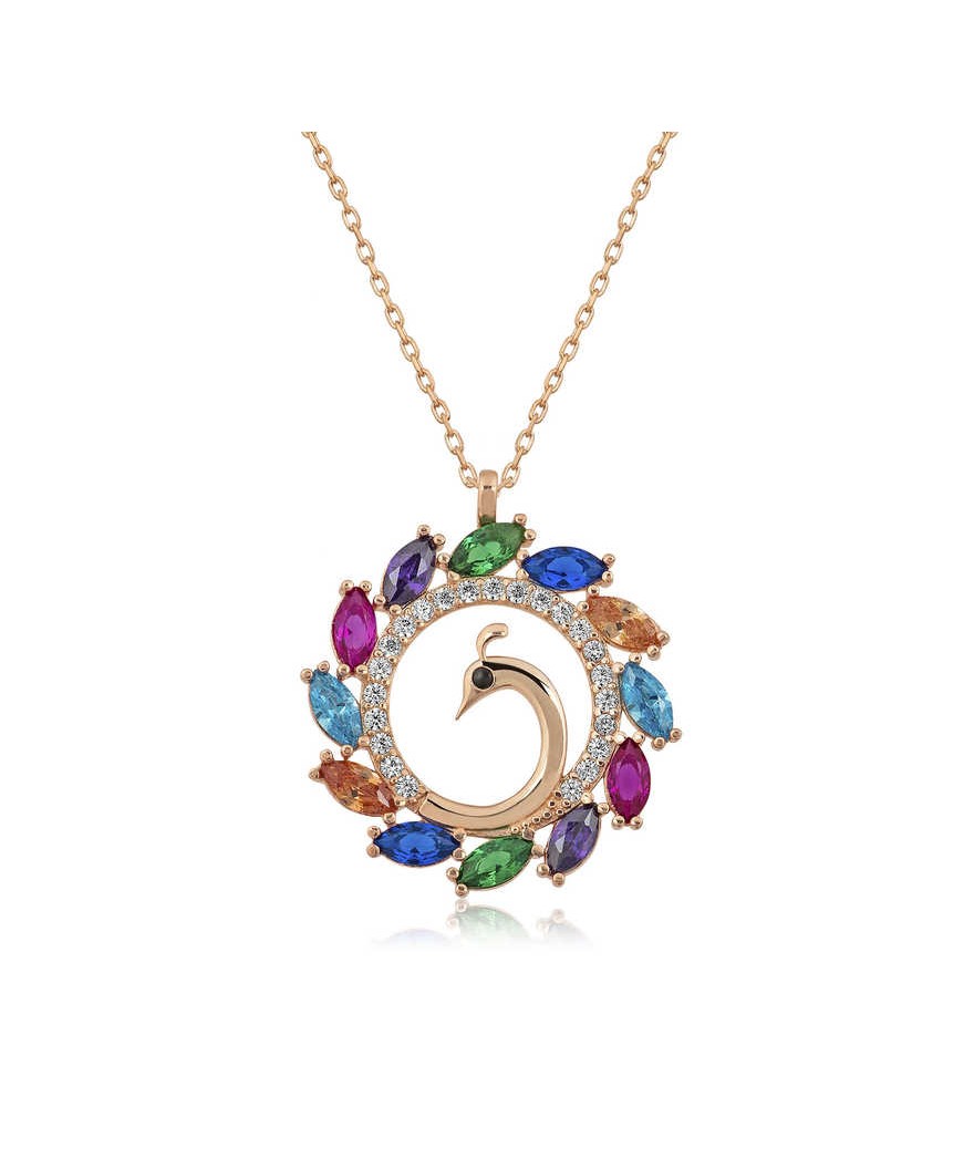 Gümüş Tavus Kuşu Bayan Kolye