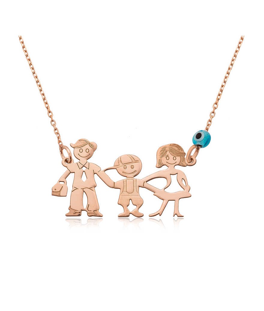 Gümüş Mutlu Aile Bayan Kolye