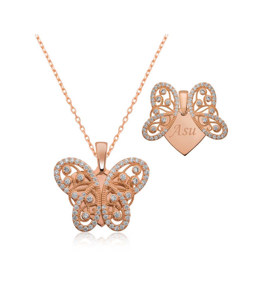 ​Gümüş Kişiye Özel Bayan Kelebek Kolye