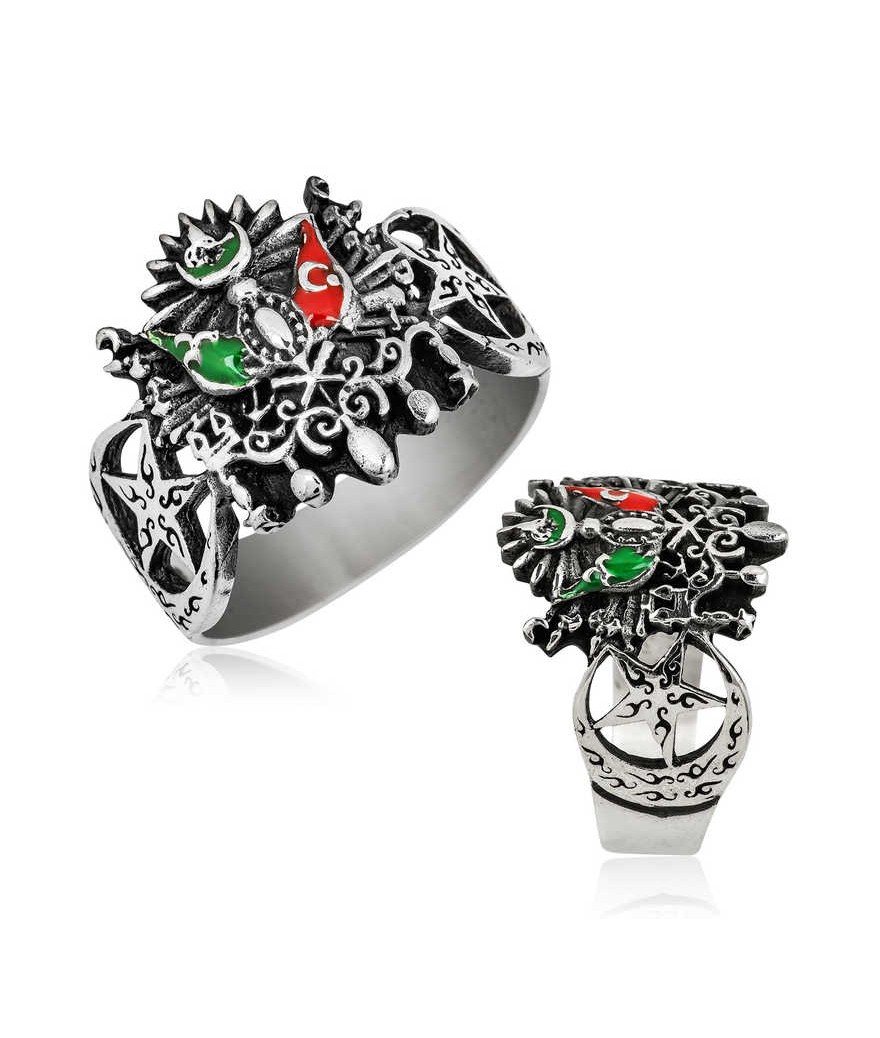 Gümüş Osmanlı Devlet Arması Erkek Yüzük