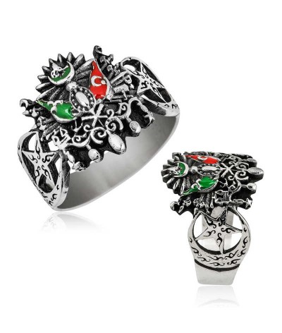 Gümüş Osmanlı Devlet Arması Erkek Yüzük