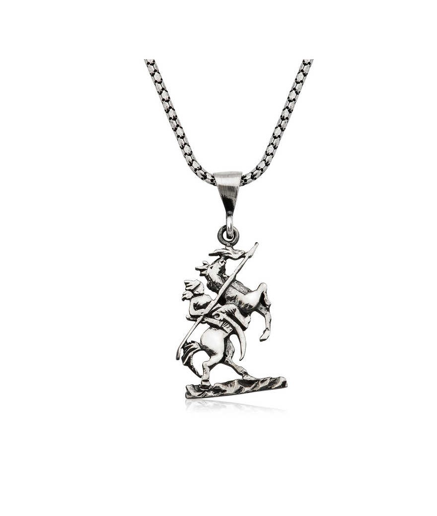 Gümüş Göktürk Süvarisi Kolye