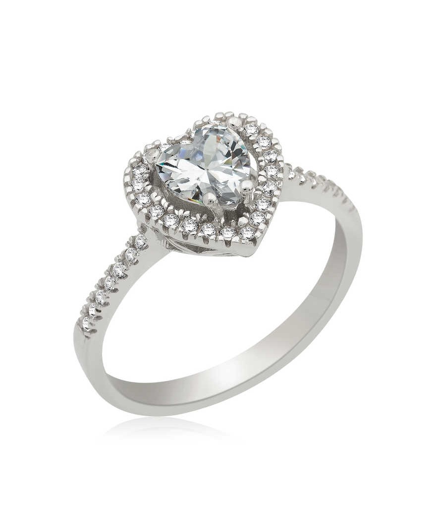 Gümüş Kalpli Bayan Yüzük