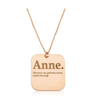 ​Gümüş Anne Yazılı Plaka Bayan Kolye