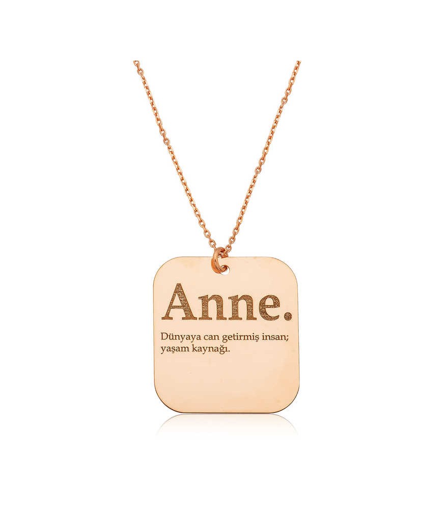 ​Gümüş Anne Yazılı Plaka Bayan Kolye