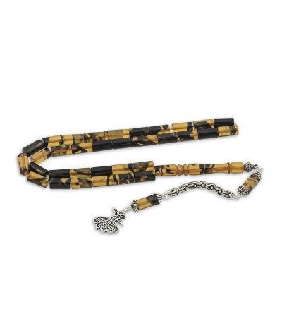 ​Gümüş Semazen Püskül Ateş Kehribar Kesme Tesbih