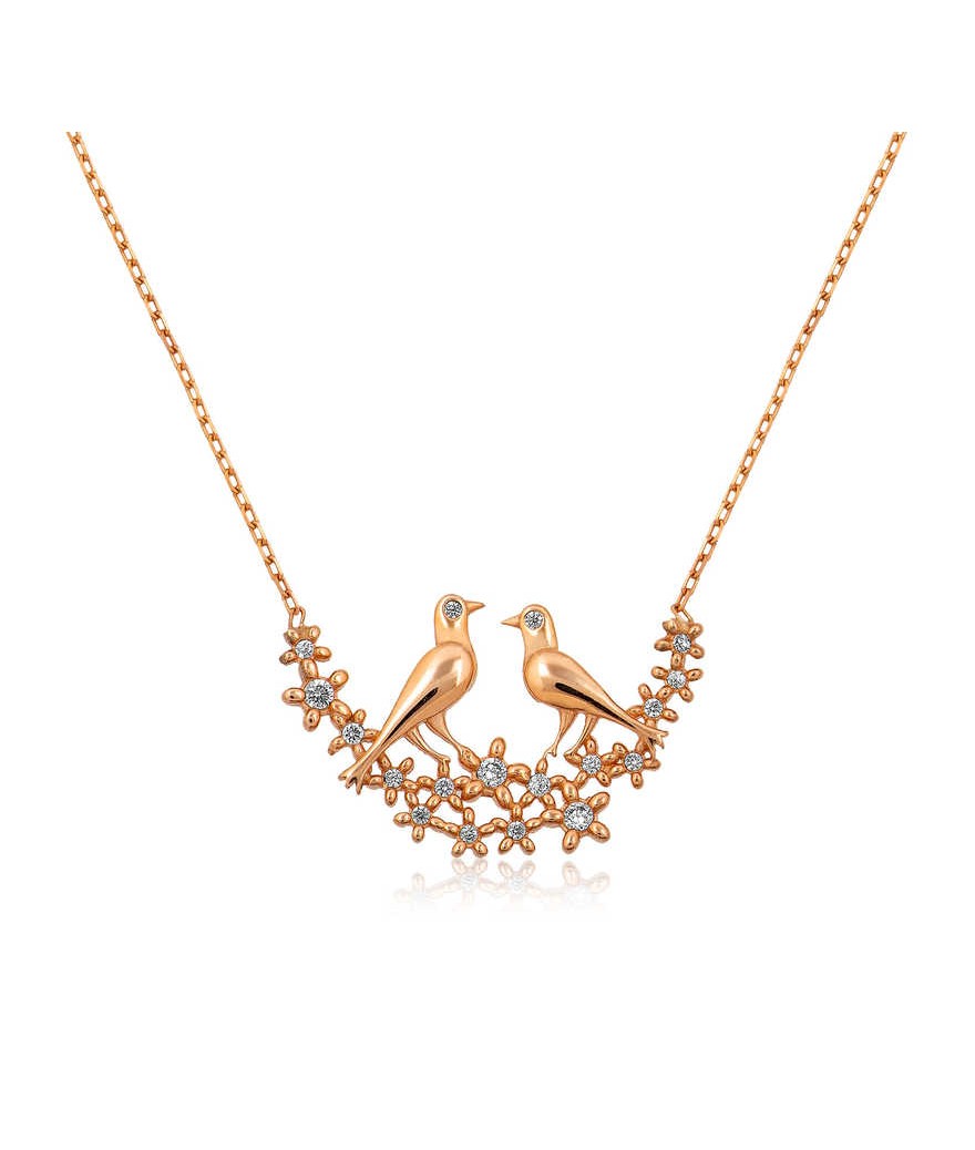 Gümüş Çifte Kumrular Bayan Kolye