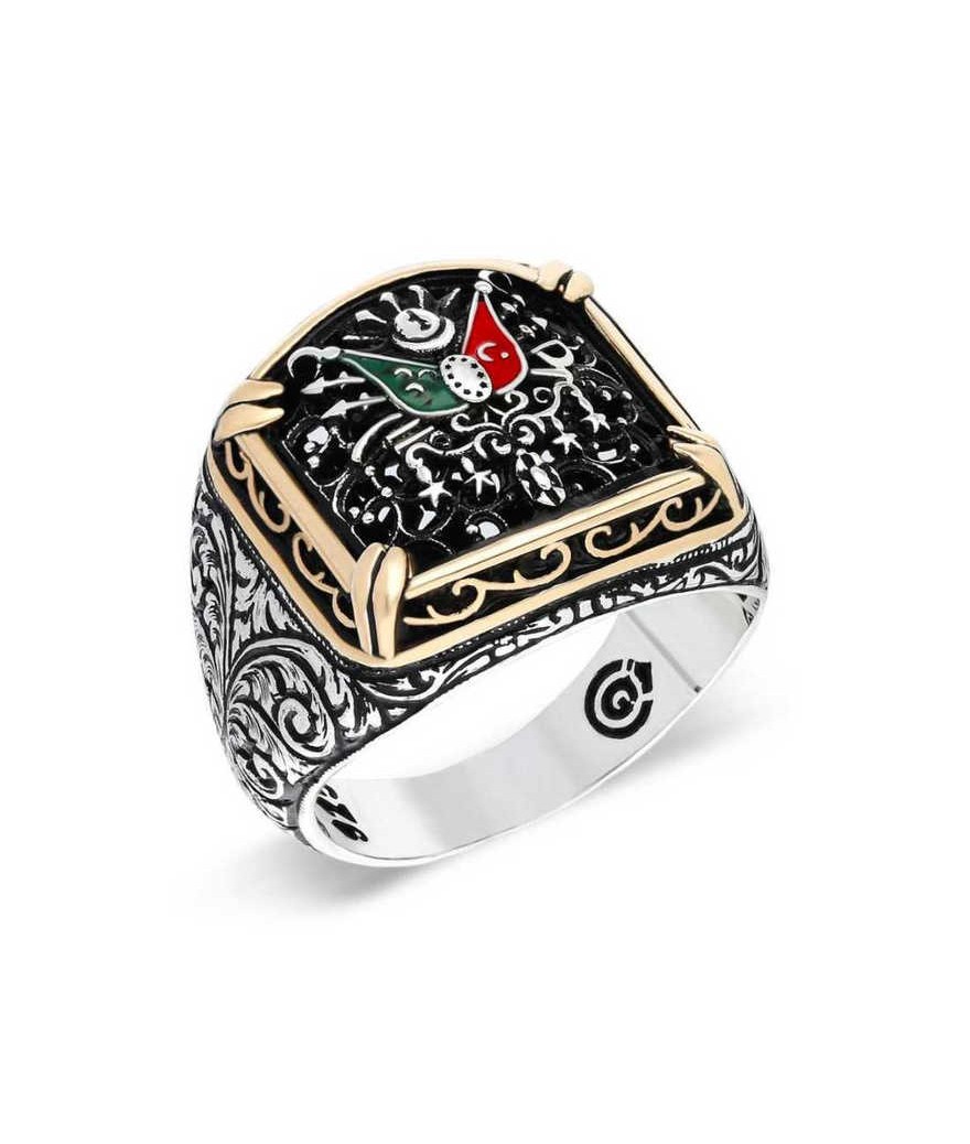 Gümüş Osmanlı Devlet Armalı Erkek Yüzük