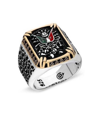 Gümüş Osmanlı Devlet Armalı Erkek Yüzük