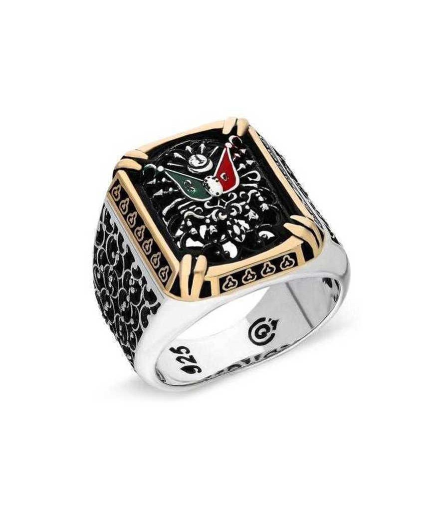 Gümüş Osmanlı Devlet Armalı Erkek Yüzük