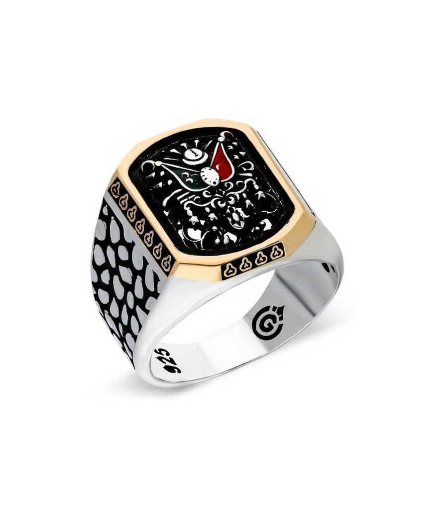 Gümüş Osmanlı Devlet Armalı Erkek Yüzük