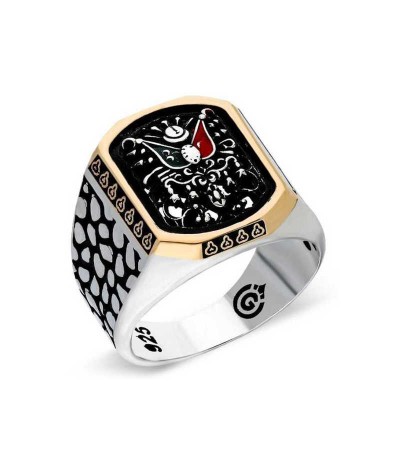 Gümüş Osmanlı Devlet Armalı Erkek Yüzük