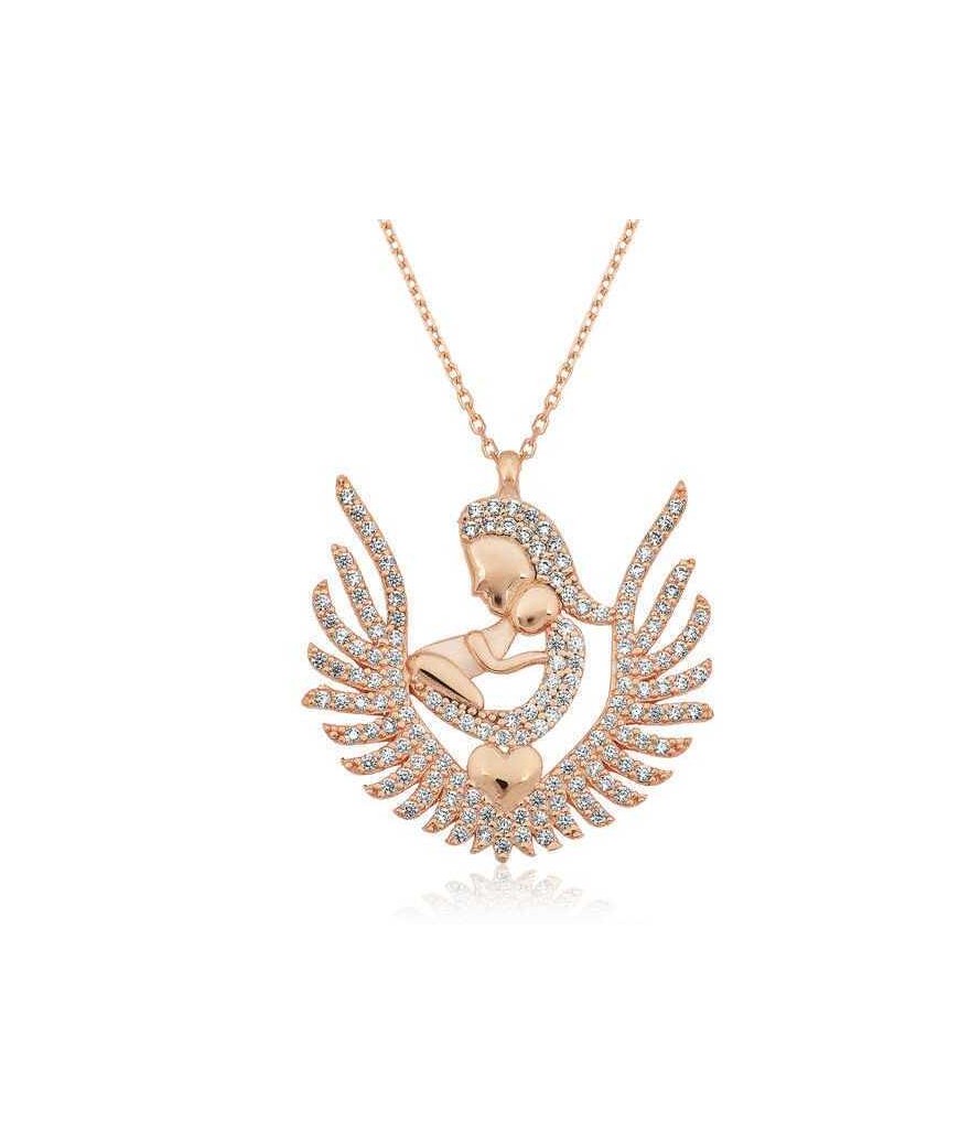 ​Gümüş Kalpli Anne Çocuk Kolyesi