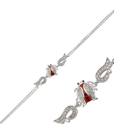 Gümüş Uğur Böceği Bayan Bileklik