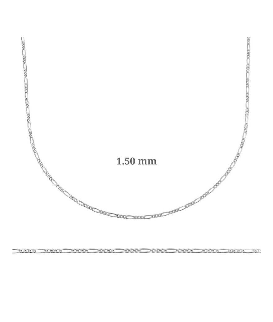 1.50 mm Gümüş Figaro Zincir - 0.40 mikron