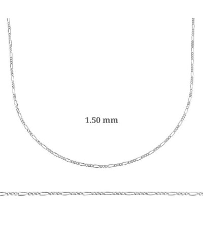1.50 mm Gümüş Figaro Zincir - 0.40 mikron