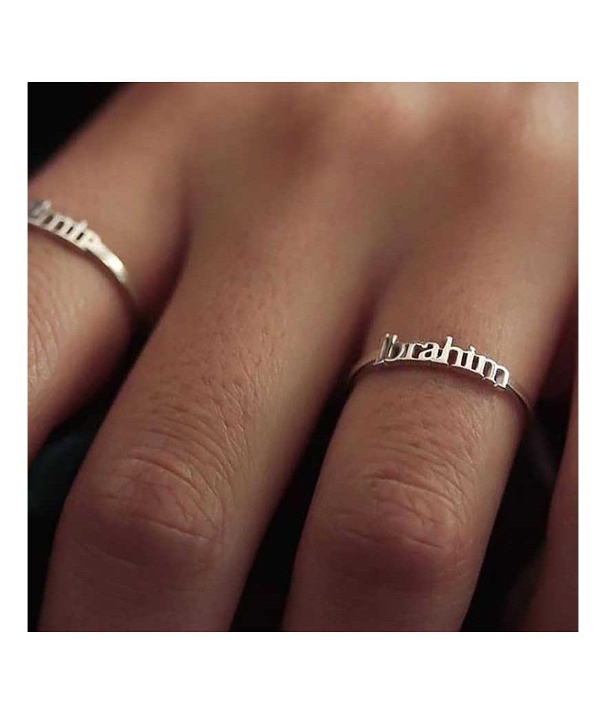 Gümüş Kişiye Özel İsim Yazılabilen Bayan Yüzük
