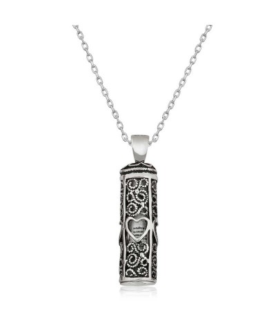 Gümüş Kalp Desenli Cevşen-ül Kebir Kolye