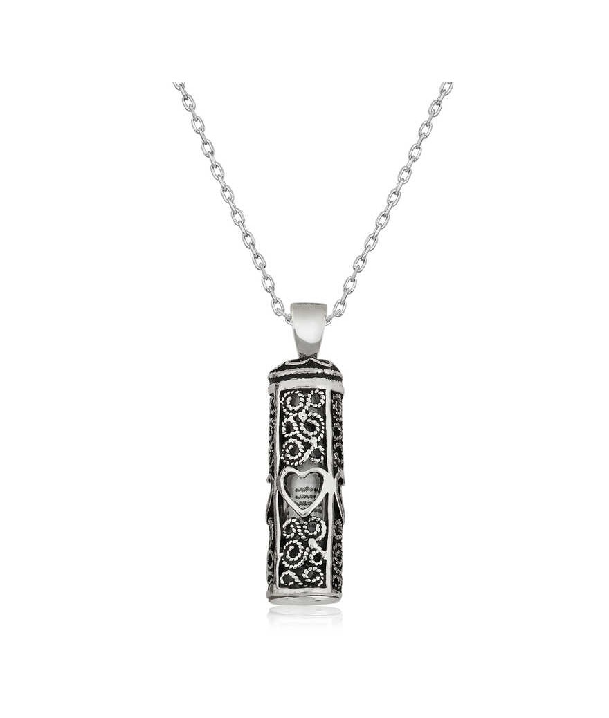 Gümüş Kalp Desenli Cevşen-ül Kebir Kolye