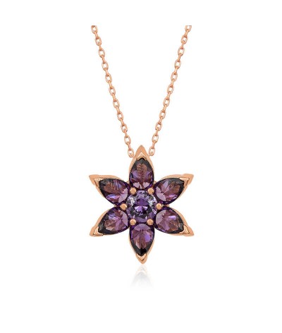 ​Gümüş Mor Çiçek Kolye