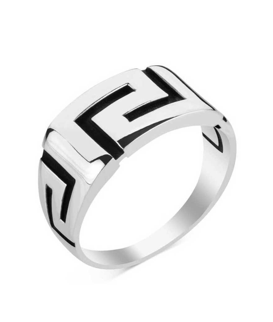 Gümüş Zikzak Desenli Erkek Yüzük