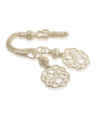 ​Gümüş Trabzon Örmesi Çift Başlı Kazaz Tesbih Püskülü